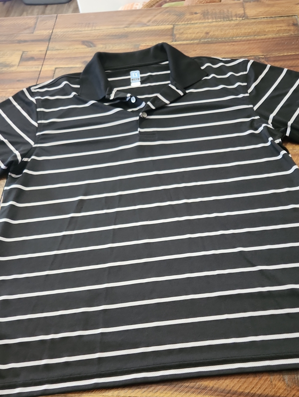 PGA Tour Black Polo with White Horizontal Stripes